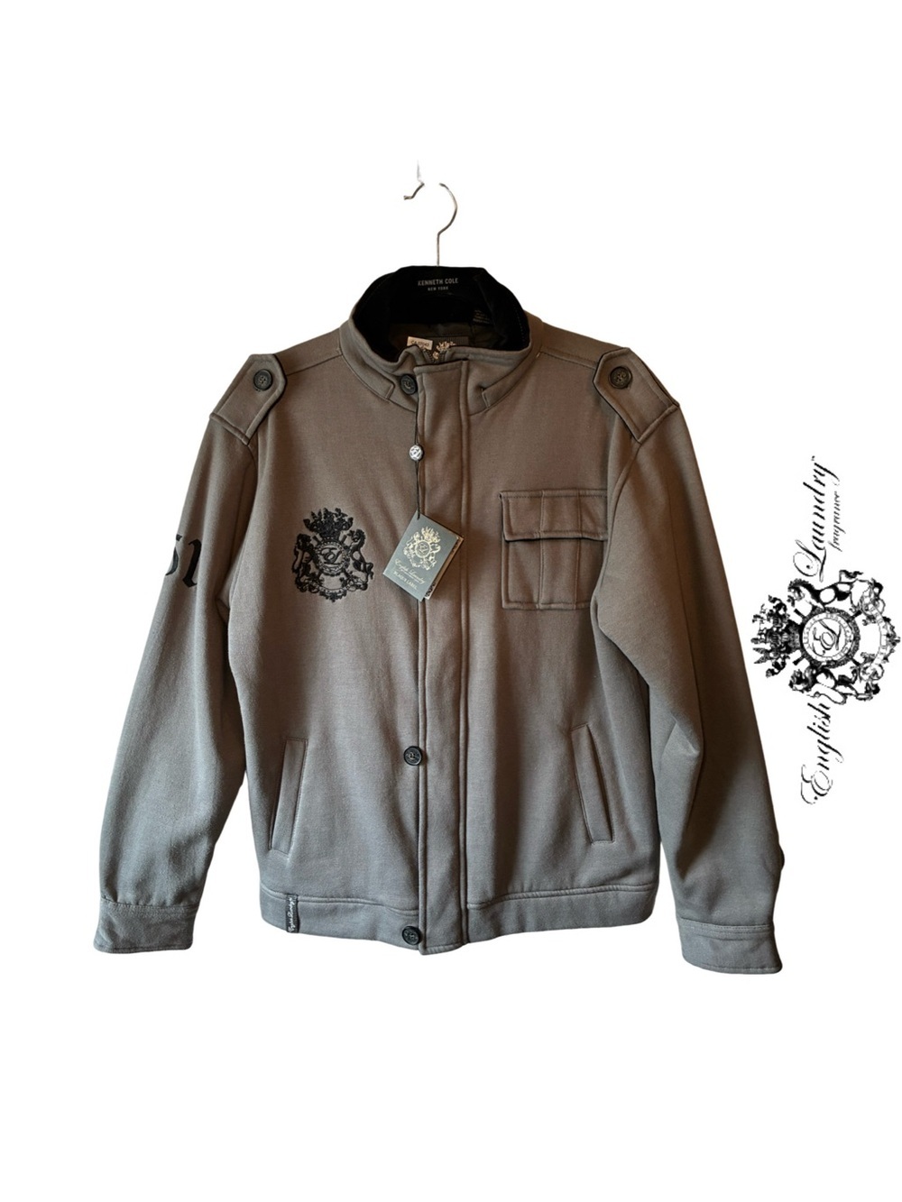 Vintage English Laundry Blaque Label Exquisitely Lined Military-Style Jacket NWT